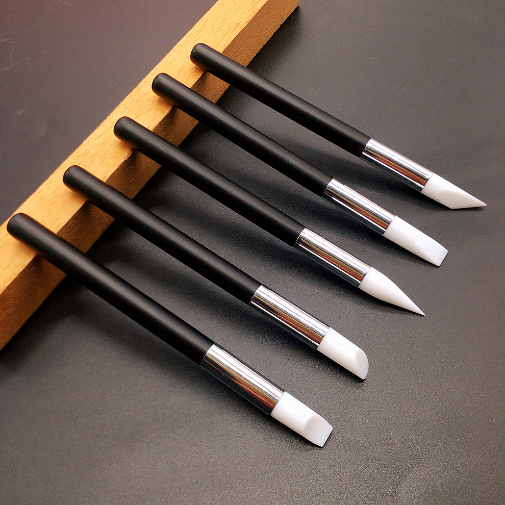 5 Pcs Silicone Nail Brushes Beauty Salon Carving Emboss Hollow Gel Nails Shaping Tool For Modeling Nail Art