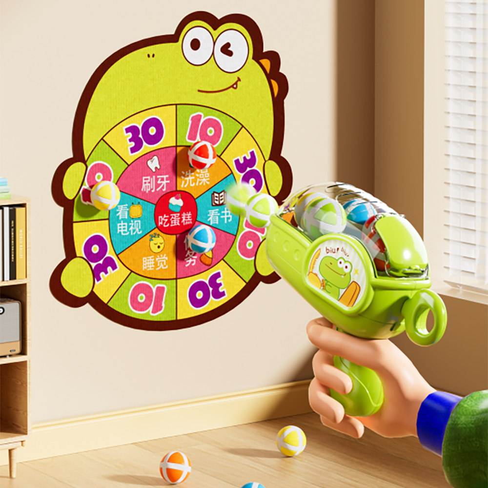 2025 Newest Indoor/Outdoor Shooting Sticky Ball Gun Sport Game Toys With Dinosaur Soft Fabric Sticky Dart Board