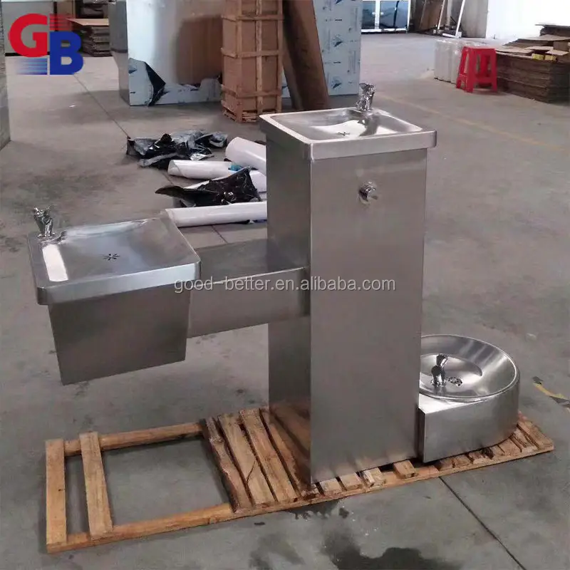 Outdoor Drinking Fountains SDF1010136 Hot Selling Stainless Steel Outdoor Drinking Water Fountain With Pet Drinking Basin