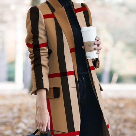 Autumn and winter new fashion euramerican elegant and comfortable print stand collar women's wool coat