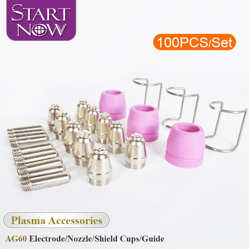 Startnow 100 шт. WSD60 плазменная насадка, электрод, защитные чашки, керамические с направляющим кольцом, плазменная горелка AG60, пилотный резак, сварочные наборы