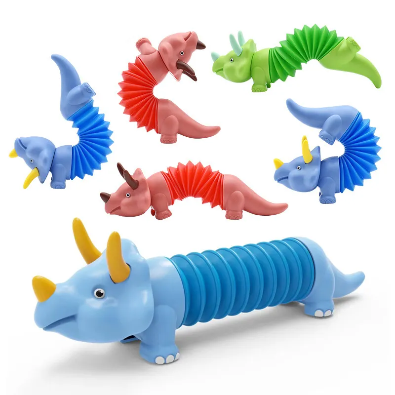 Newest Stretch Pipe Dinosaur Fidget Pop Tube Toy For Kids