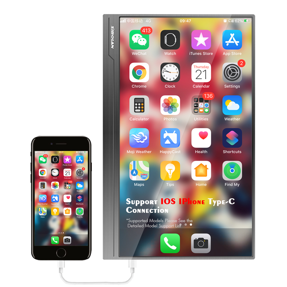 Sibolan 1080P Full HD ips usb c 15,6 дюймовый сенсорный портативный монитор для lphone uItra slim