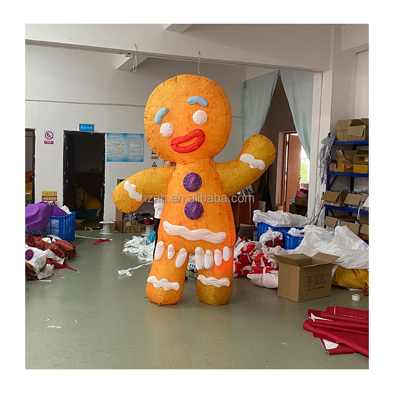 Lighting Christmas Gingerbread Man Inflatable Ginger Cookie for Xmas Yard Decor