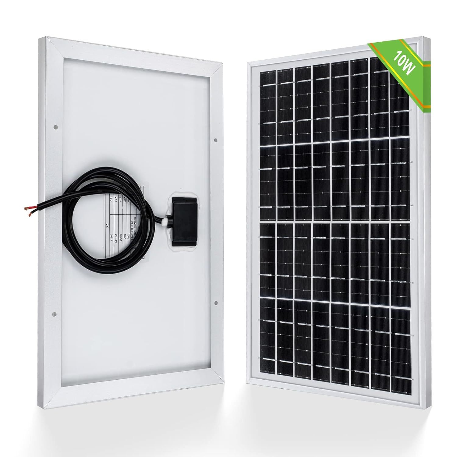 10W Solar Panel For House Battery Charger Portable for Vehicle Gate Opener Electrical Fence Chicken Coop Lawn Tractor Boat