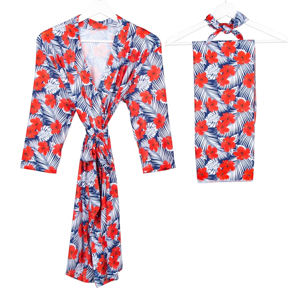 Factory Wholesale Nursing Gowns And Swaddle Bamboo Mom Robe Maternity Robe And Baby Blankets Organic Bamboo Fiber Maternity Robe
