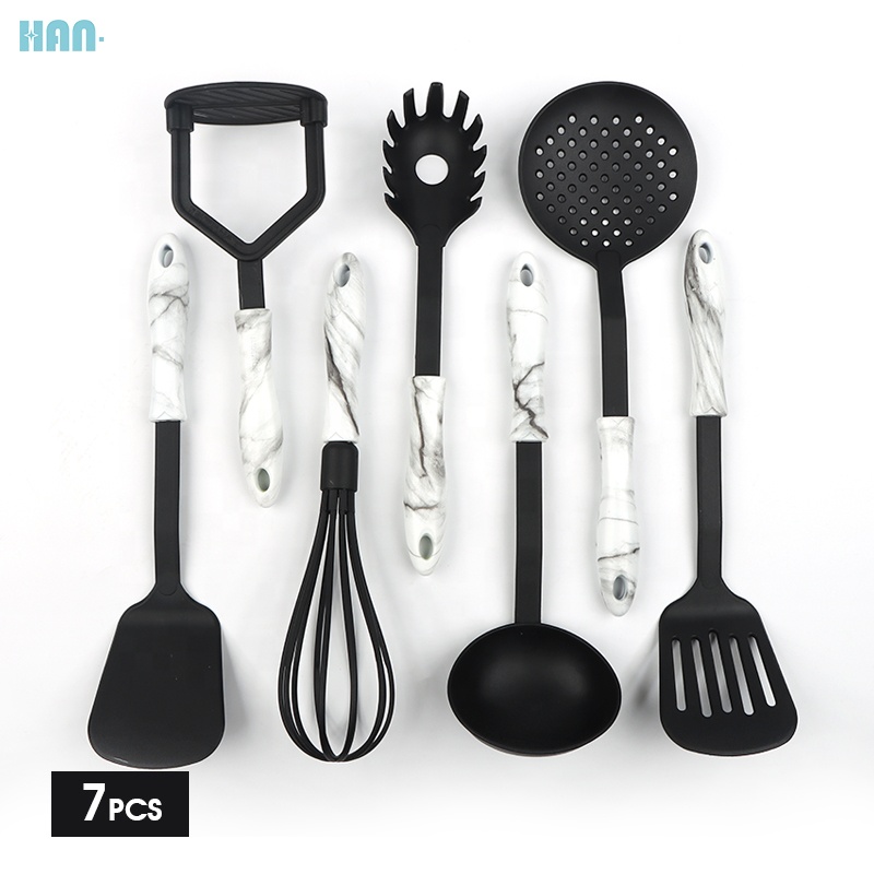 Factory Direct Eco-Friendly 7 Piece Nylon Cooking Tool With Potato Masher Whisk Kitchen Utensils Set