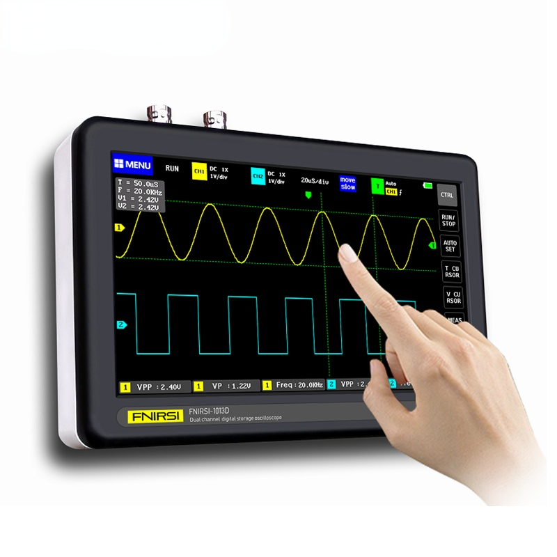 FNIRSI-1013D цифровой планшет осциллограф двухканальный 100 м пропускная способность 1GS частота дискретизации Мини планшетный цифровой осциллограф
