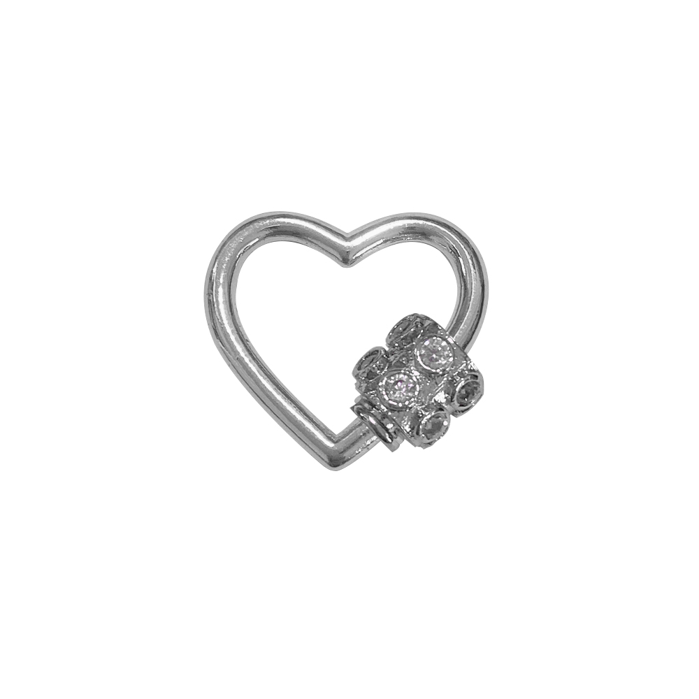 Fun2bead Оптовая Продажа 925 Стерлинговое серебро с покрытием Латунь аксессуар Бриллиантовая пряжка кольцо в форме сердца винтовая застежка Ювелирная фурнитура