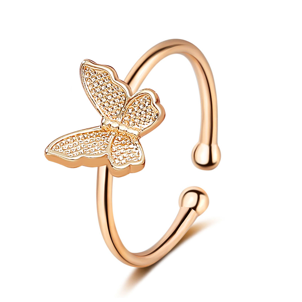 Best-selling creative hollow love heart butterfly musical note opening ring inlaid crystal lovers ring