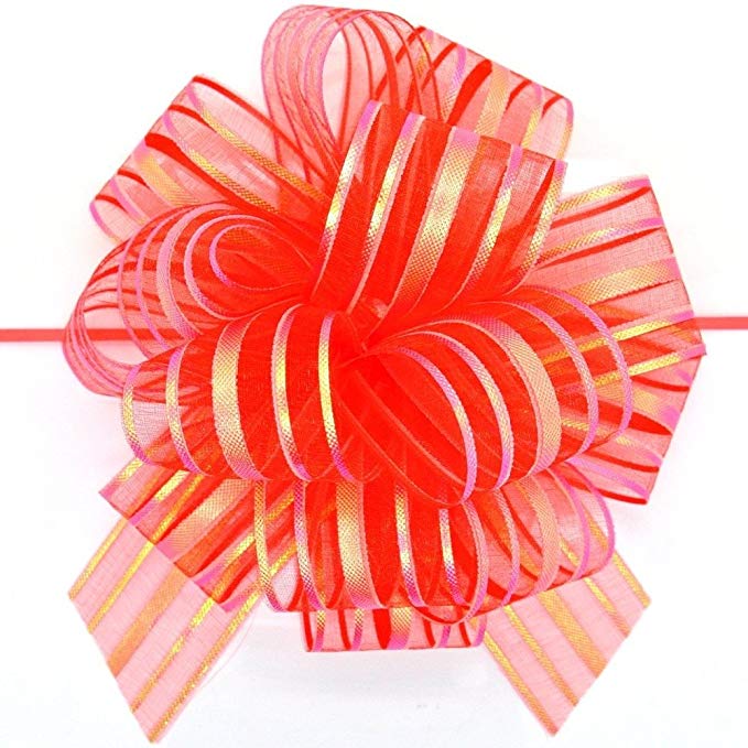 Wholesale Organza Pull String Flower Ribbon Bow Wedding decoration Gift Packaging Pull bow