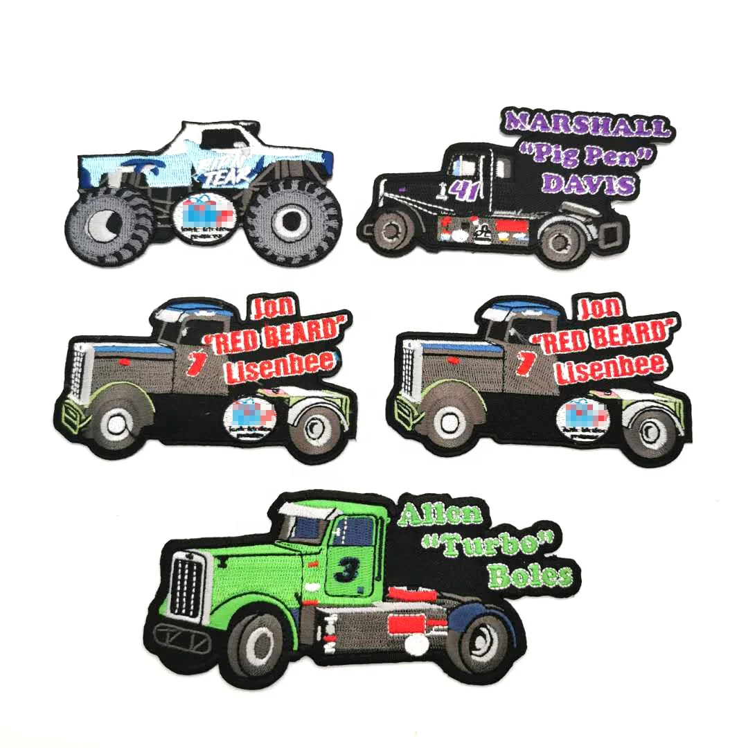 Personalized truck wagon embroidered lorry car embroidery patches iron on badge