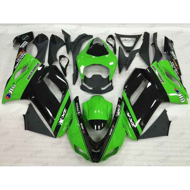 Обтекатель из АБС-пластика для Kawasaki Zx6r 2007, Zx6r 07, обтекатель для кузова Zx6r 2007-2008, зеленый, черный