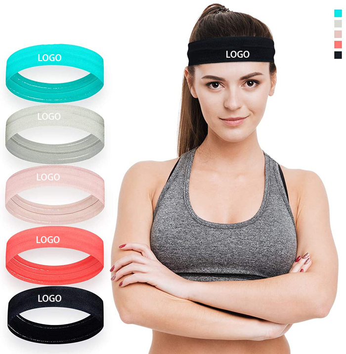 Custom Dropshipping Elastic Non-slip Fabric Yoga Sweat Head Wrap Band For Woman