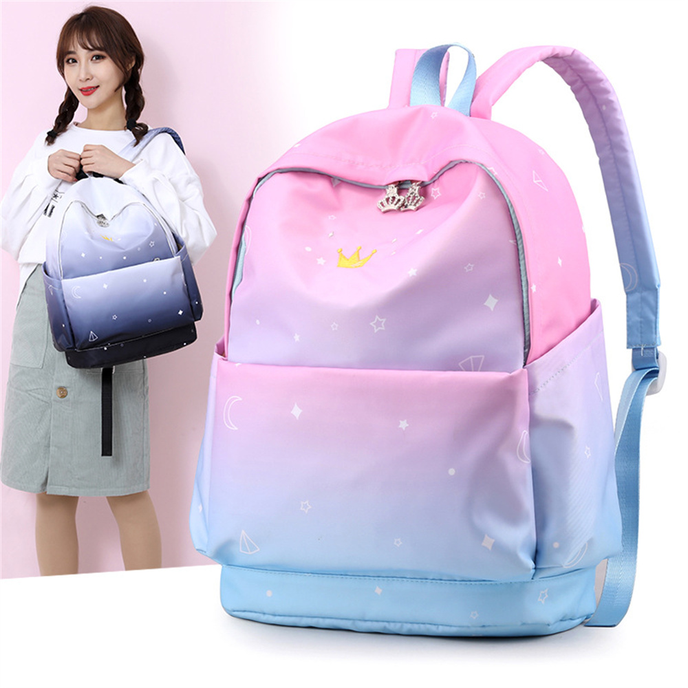 AMIQI New Arrival Cheap Back Bag Lightweight Backpacks for Girls Kids School Back Pack Gradient Color Bookbag Pink Princess Back