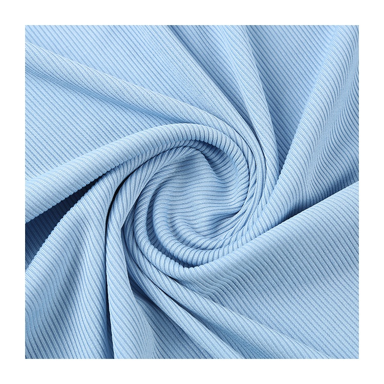 Rib knit Polyester spandex solid fabric stretch knitted fabric for garments