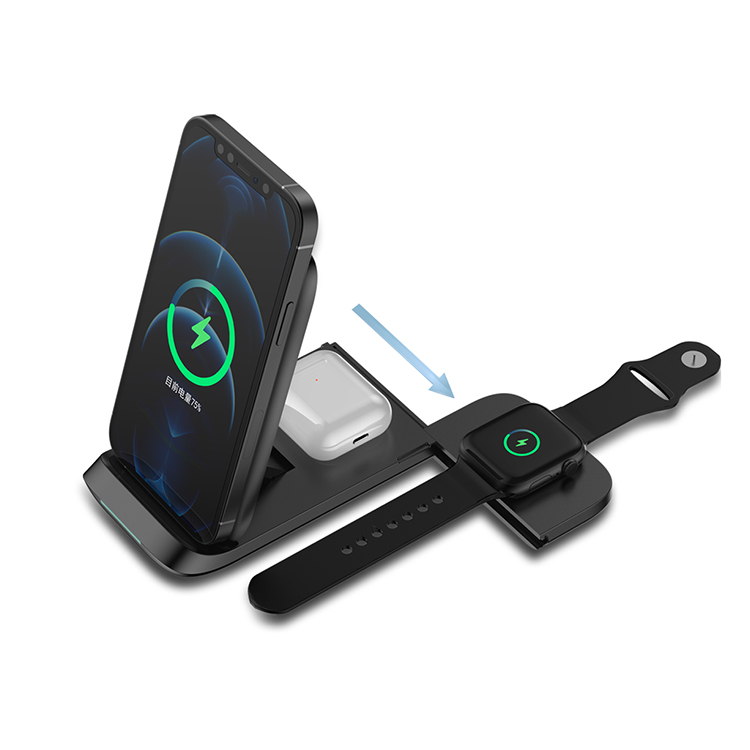 Беспроводное зарядное устройство QI 3 в 1 для iPhone 12, iwatch, airpods, 15 Вт