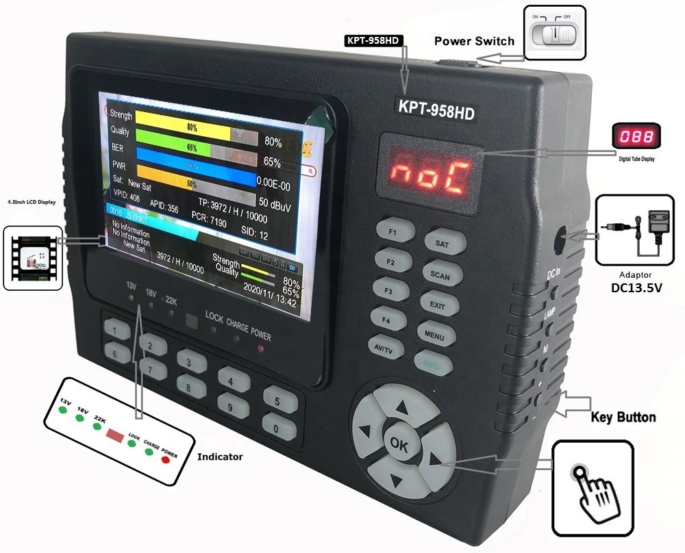HWA 100904 kangput высокой четкости HD спутниковый ТВ сигнал Finder метр KPT-958HD