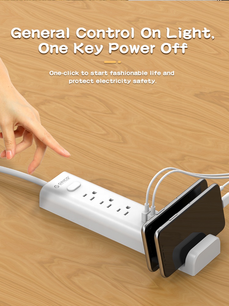 Customization USA Surge Protector Tabletop Socket 3 AC Outlet USB US Plug Powerstrip ODS-3A3U-US