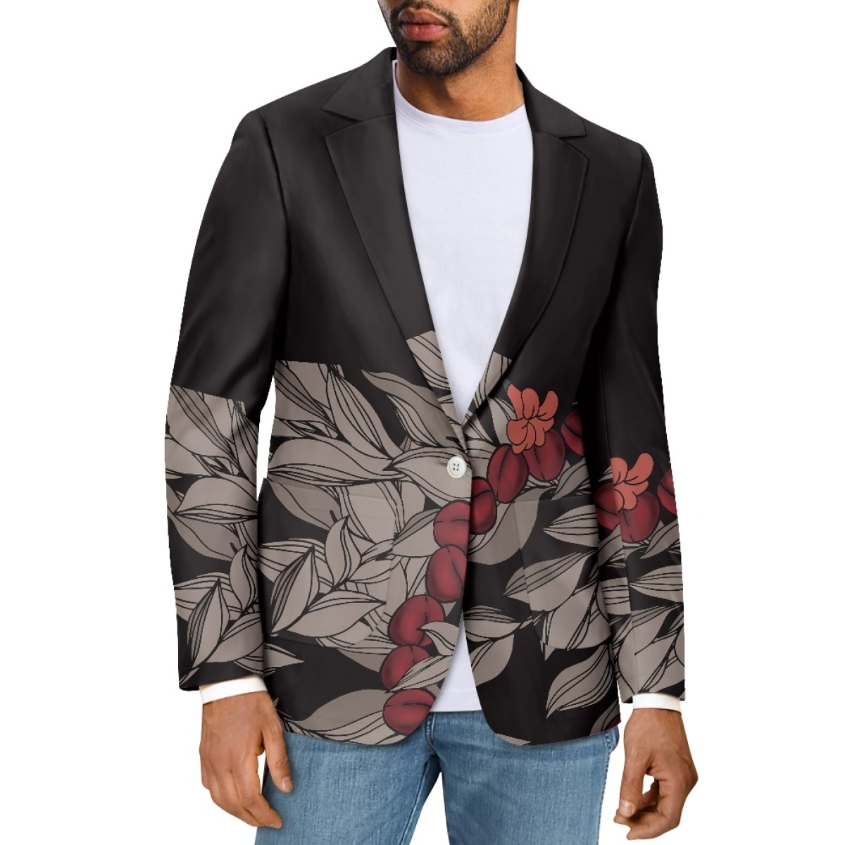 Dropshipping New Fashion Men's Suits Blazer High Quality Custom Hawaiian Mokihana Lei Men Blazers Suits Wholesale 2024