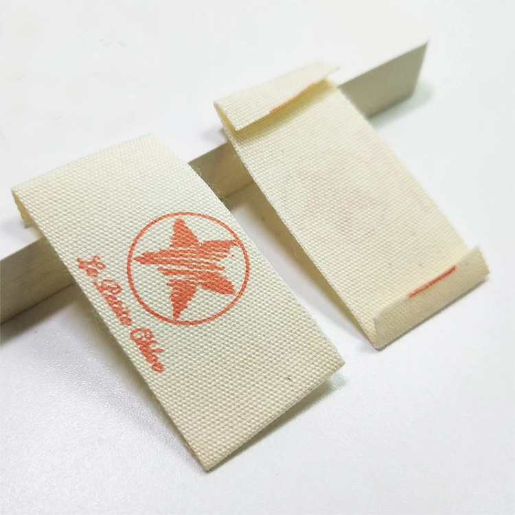 Custom Cotton Printed Label With Own Logos, Cotton Cloth Woven Label Damask Woven Logo