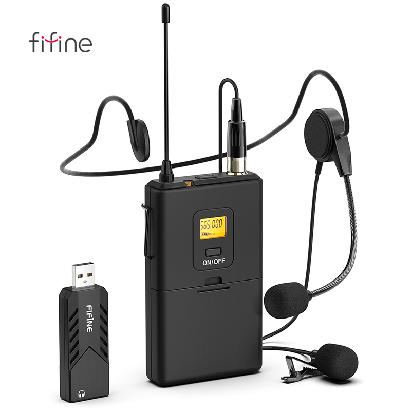 Fifine K031B оптовая продажа Беспроводная гарнитура Lavalier USB микрофон для учительской конференции беспроводной микрофон с отворотом