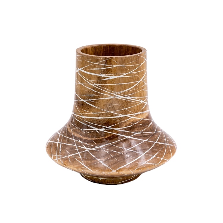 All-Season Contemporary Vase Wood Decor Home Pure Handwork Wood Flower Vase Natural Wood Flower Pot