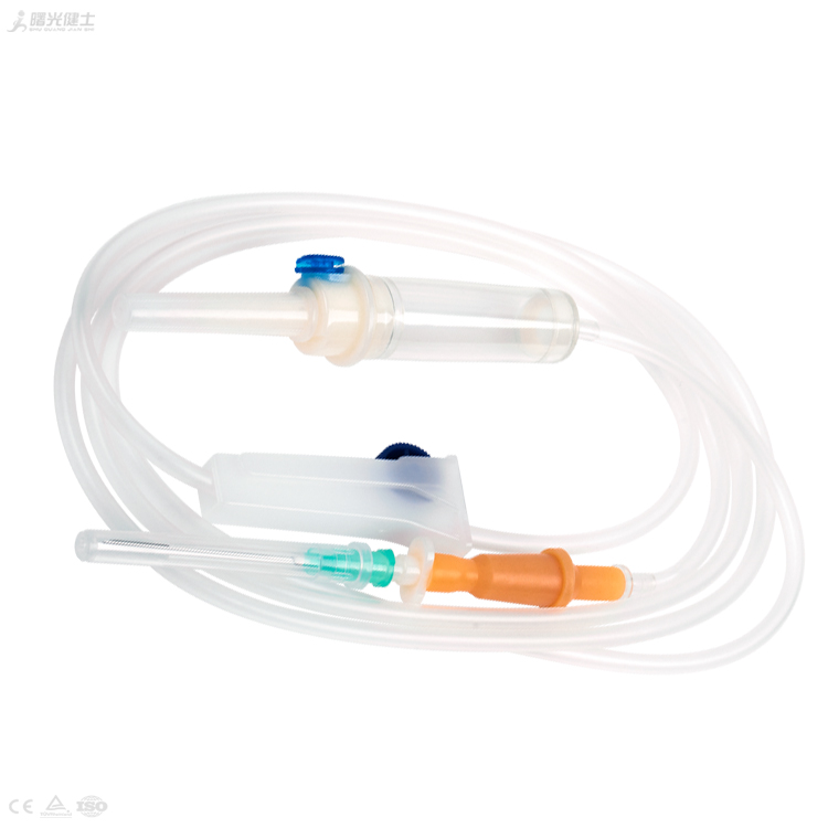 The factory sells disposable sterile infusion sets with blown drip pots