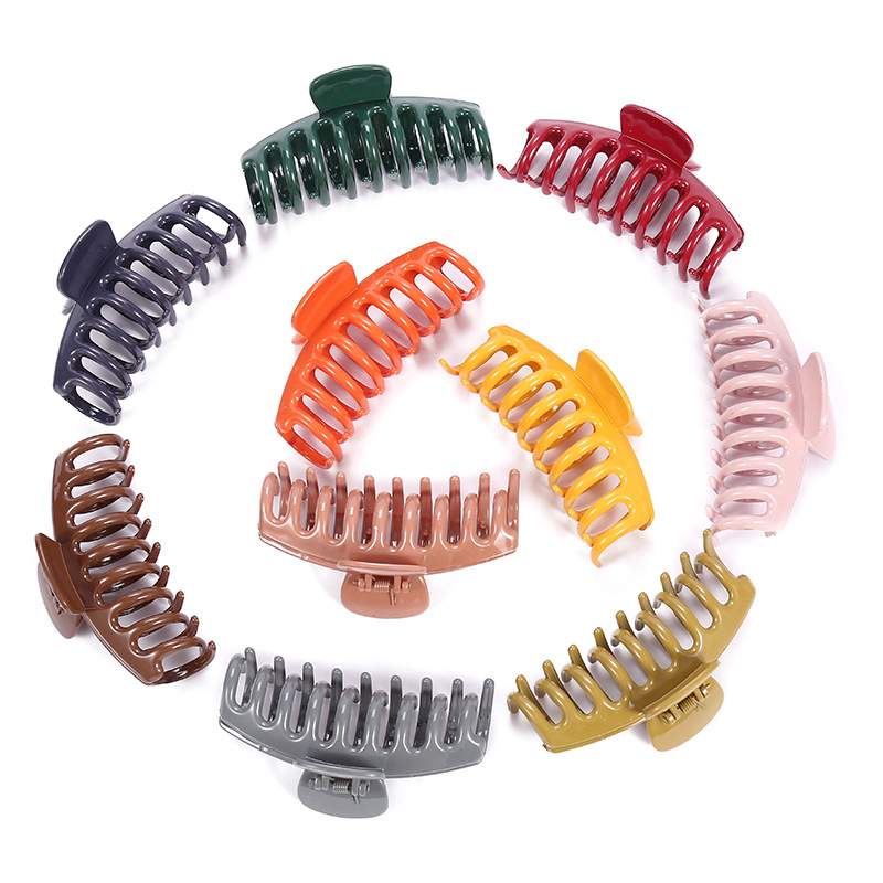 Pure color large women's grasping clip hairpin simple temperament back head clip bath plate hairpin headdress hair accessories