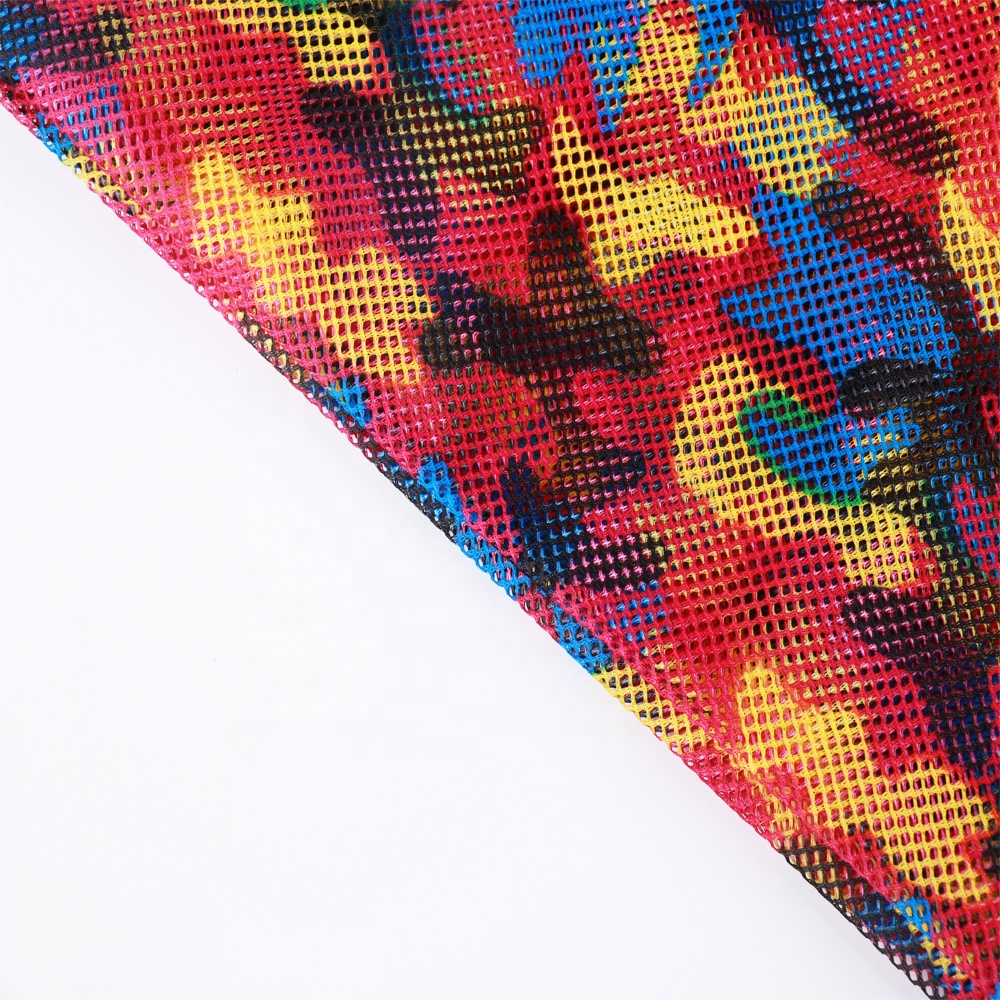 Hot Sale No MOQ Custom Digital Printing 100% Polyester Outdoor Mesh Fabric
