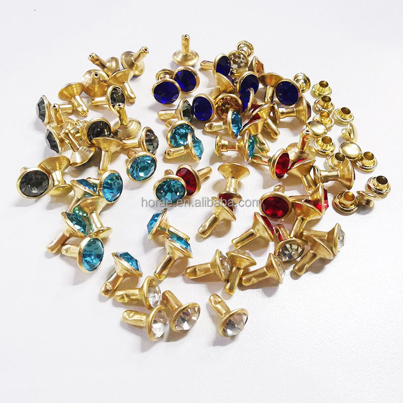ZD008 Wholesale A-Grade Crystal Snap Rivets for Clothes Bags Decor Multicolor 8mm Metal Rhinestone Rivet
