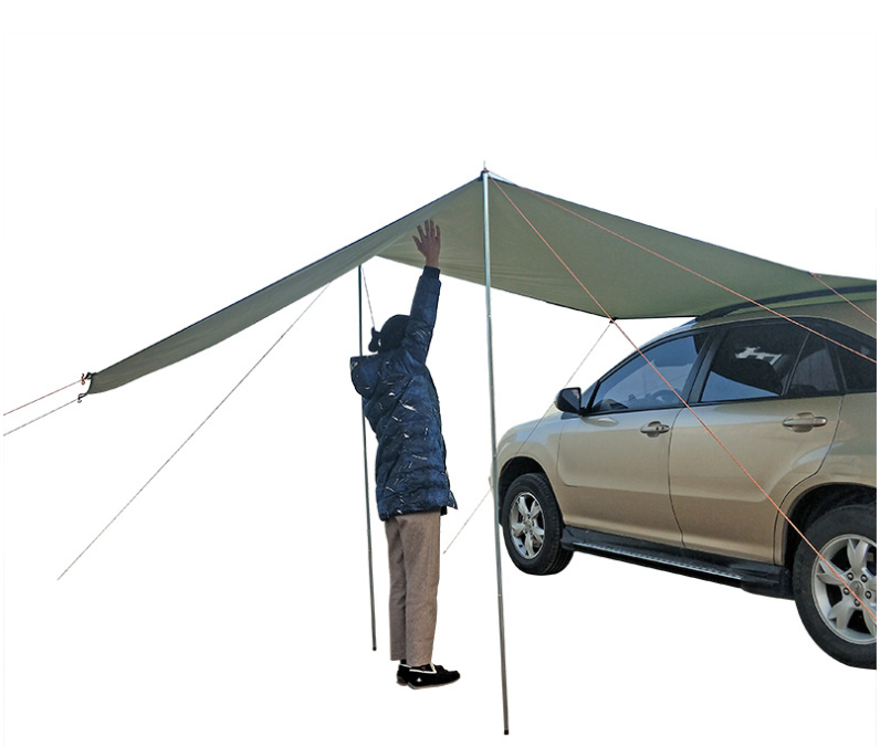 Waterproof Car Awning Sun Shelter Portable Auto Canopy Camper Trailer Sun Shade for outdoor camping tent SUV Beach Beige Army