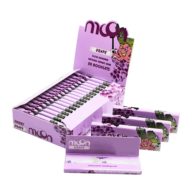 Grape Flavor Smoking Rolling Paper Private Brand 77*44mm Size Organic Natural Tobacco Paper Wrapping Paper For Cigarette