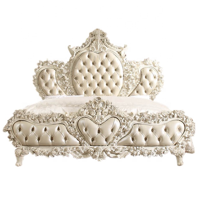 Роскошная белая кровать Rococo из резной древесины/итальянская роскошная мебель для спальни в европейском стиле первоклассный набор для спальни