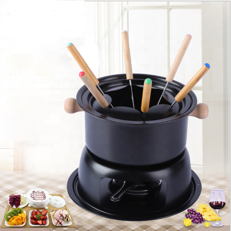 High Quality Cast Iron Mini Cheese Melting Pot Chocolate Fondue Set