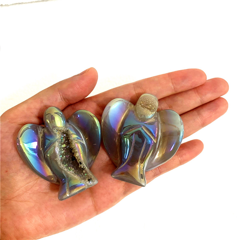 Оптовая продажа, высокое качество, статуя Ангела из кристалла aura agate geode angel carvings