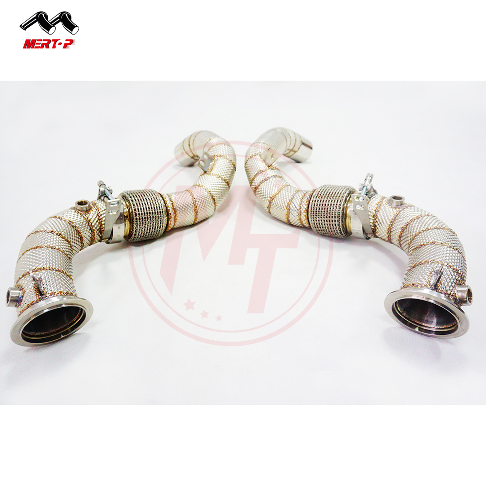 Mertop Racing ss304 Catless s63 Downpipe с тепловым экраном для M5 F90 M8 F91/F92/F93 2017 +