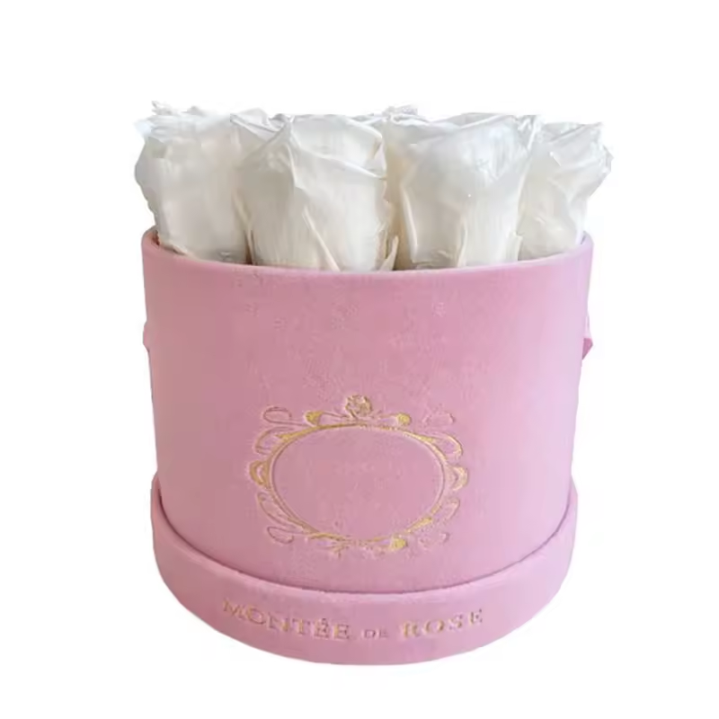 Custom Printed Luxury Premium Cute Cylinder Cardboard Gift Box Crafts Rigid Boxes for Flower Gifts Valentine's Day