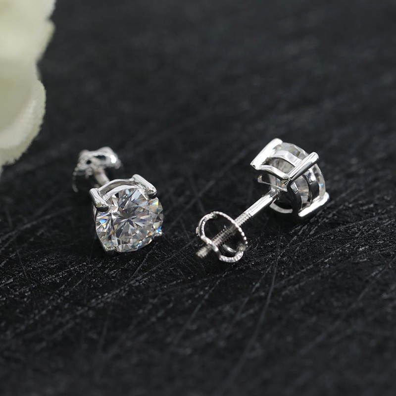 Классическая дизайнерская однотонная 10K 14K 18 к настоящим золотом, набор 5 мм 0.5CTW VVS синтетический бриллиант золото серьги-гвоздики завинчивающаяся задняя крышка
