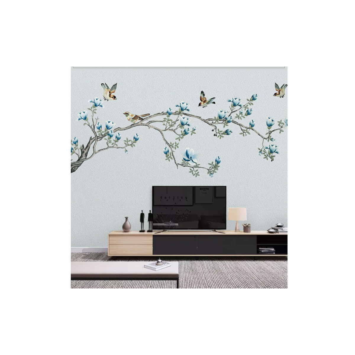Single-embroidered Cotton Wall Covering Luxury Non-woven Home Decoration Wallpaper