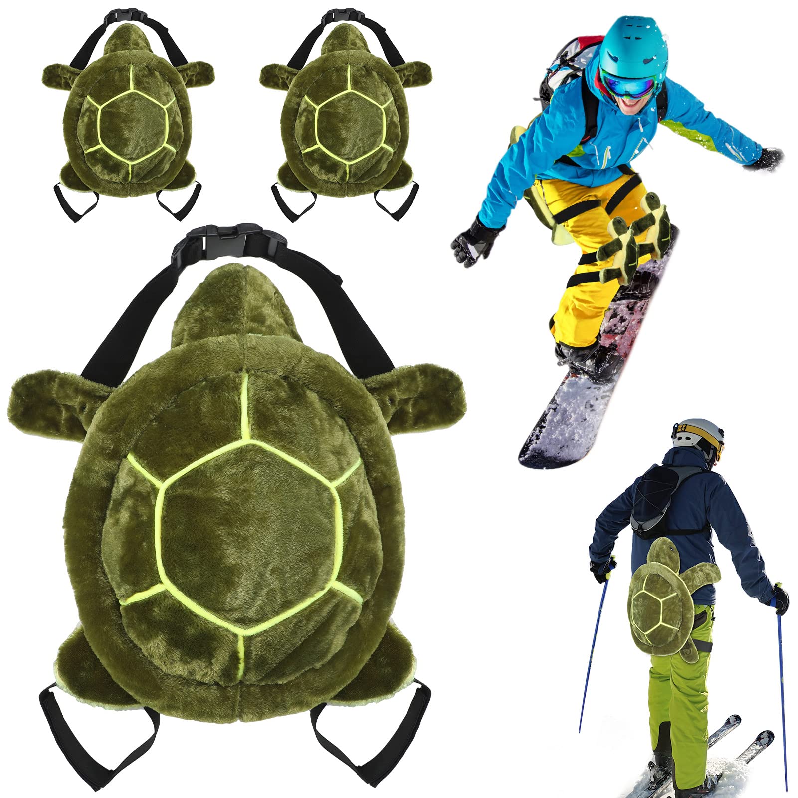 3pcs Turtle Butt Pads for Snowboarding Ski Protective Gear Set Cute Turtle 3D Hip Protectors for Skating Tortoise Cushion Padded