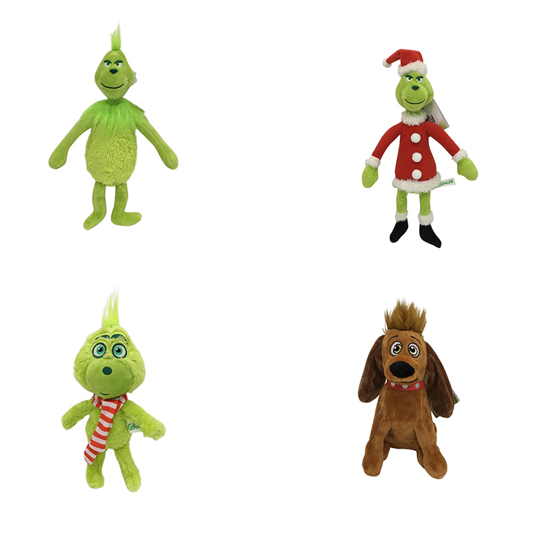 18-40cm Grinch Stole Plush Toys Grinch Plush Max Dog Doll Soft Stuffed Cartoon Animal Peluche for Kids Christmas Gifts