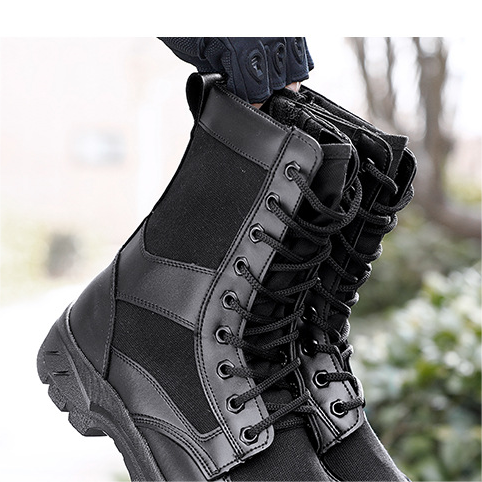 JinTeng New Design Camping Waterproof Rubber Tactical Leather Boots Tactical Men Desert Jungle Safety Shoes Sale