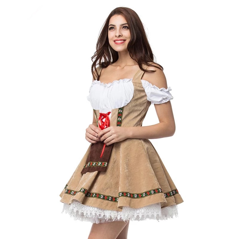 Hot fashion Traditional German Beer Girl Costume Bavarian Oktoberfest Dirndl Dress For Women Cosplay Halloween Party Dress