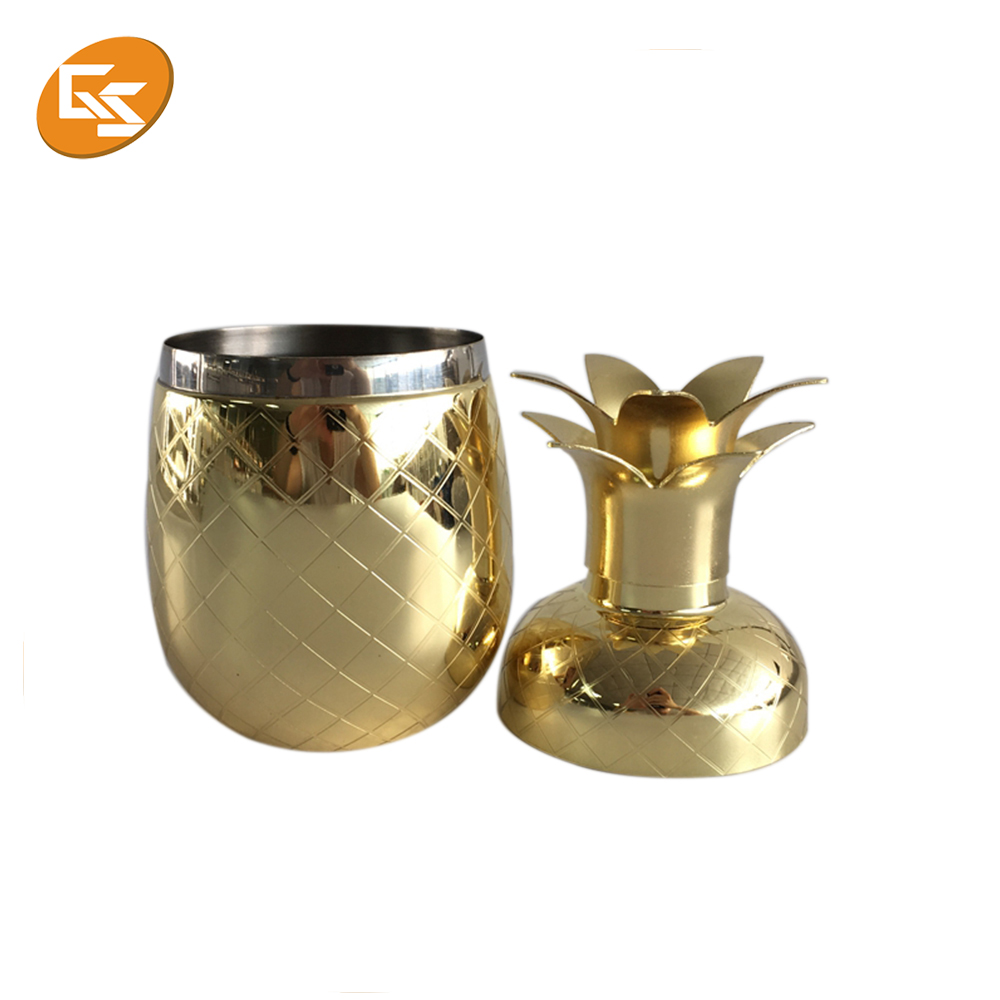 Custom Logo Food Grade Stainless Steel Gold Pineapple Cocktail Shaker Set