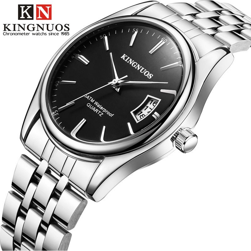OEM ODM Kingnuos 1853 Новый стильный кожаный ремешок из нержавеющей стали Мужской Календарь Водонепроницаемые наручные часы кварцевые