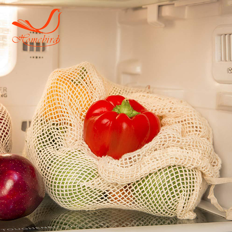 Recycled eco friendly organic hemp cotton net mesh reusable produce bags for fruit vegetable