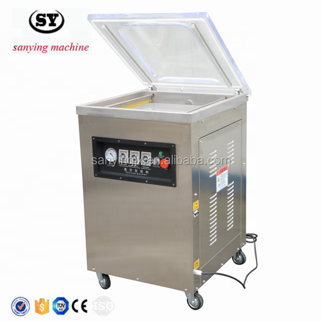 DZ-500/2E ready food plastic bag sealing printing cooling single chamber vacuum packaging machine