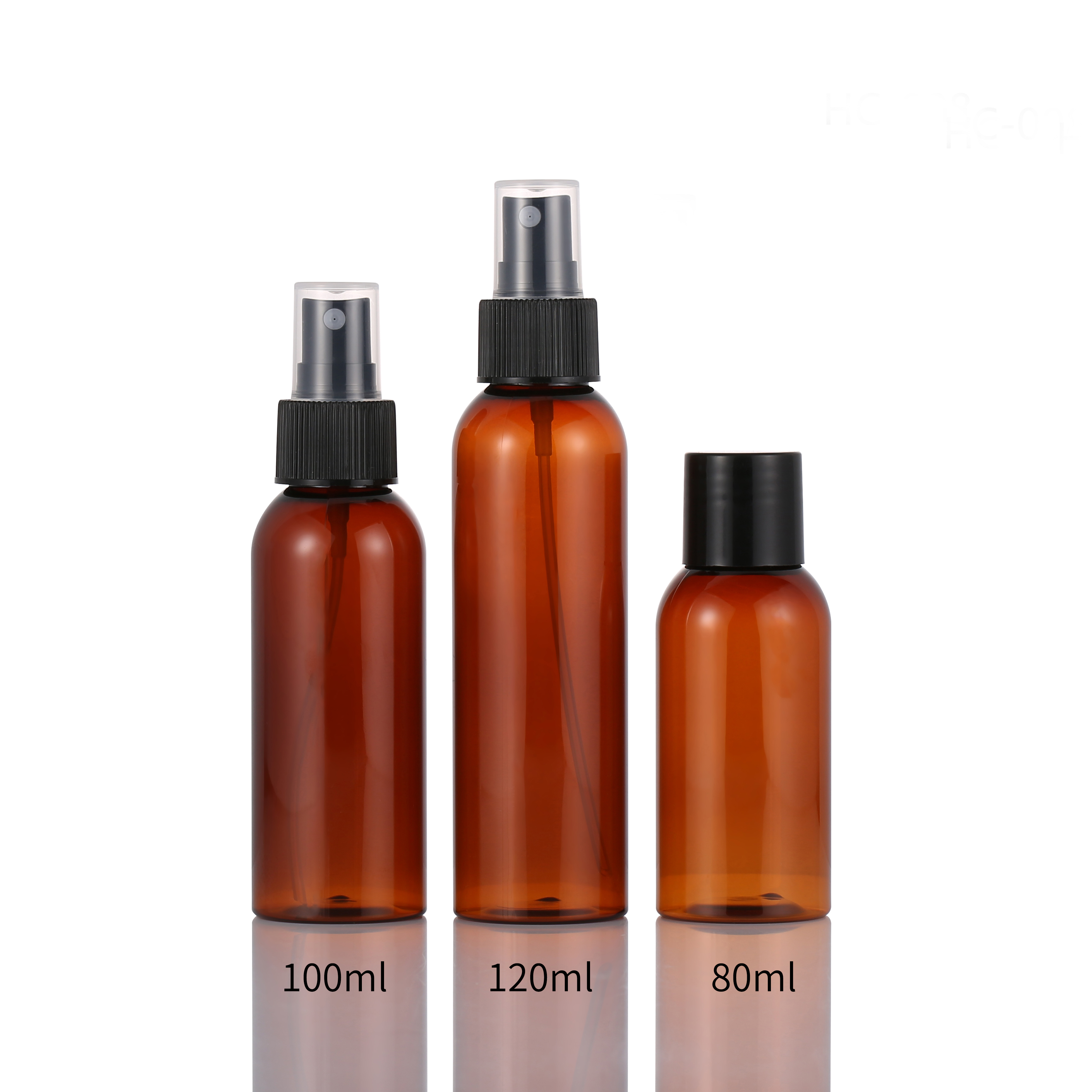 80ml, 100ml, 120ml amber skincare body spray bottle recycling plastic