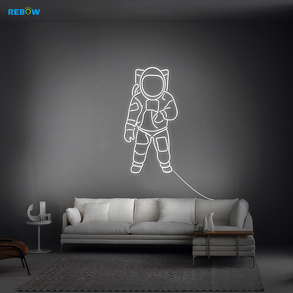 Rebow dropshipping cosmonaut letters ip68 silicone lights acrylic glass neon sign led